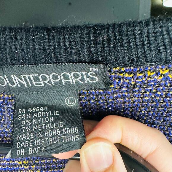 Vintage Counterparts Black & Purple Funky Button Front Cardigan Size Large - Picture 5 of 9